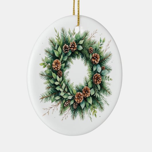 Kerst Keramisch Ornament met Pinecone Krans (Rechts)