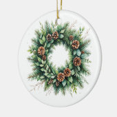 Kerst Keramisch Ornament met Pinecone Krans (Links)