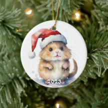 Kerst Keramisch Ornament met Waterverf Hamster