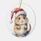 Kerst Keramisch Ornament met Waterverf Hamster (Links)