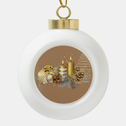 Kerst Keramische Balornament, Kerst Kaars Bal Ornament (Voorkant)
