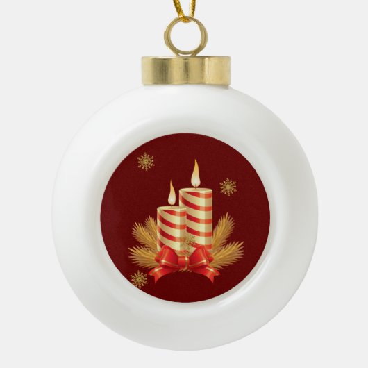 Kerst Keramische Balornament, Kerst Kaars Bal Ornament (Voorkant)