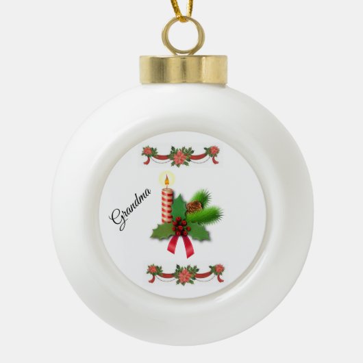Kerst Keramische Balornament, Kerst Kaars Bal Ornament (Voorkant)