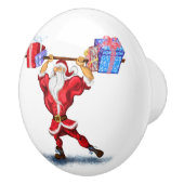 Kerst Keramische Knob Bodybuilder Santa met Gift Knop (Rechts)