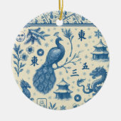 Kerst Keramische Mahjong Toile Ornament (Voorkant)