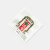 Kerst Kerk Deur Winter Scène Bruiloft Servet (Hoek)