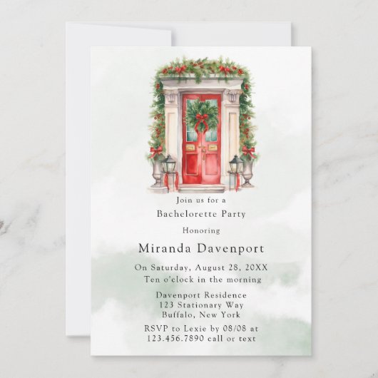 Kerst Kerk Door Winter Bachelorette Party Kaart (Voorkant)