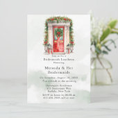 Kerst Kerk Door Winter Bruidsmeisjes Luncheon Kaart (Staand voorkant)