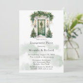 Kerst Kerk Door Winter Verlovingsfeest Kaart (Staand voorkant)