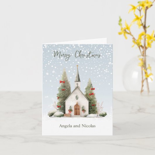 Kerst Kerk Religieuze Kaart (Gele Bloem)