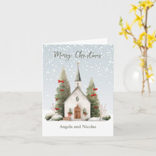 Kerst Kerk Religieuze Kaart (Gele Bloem)