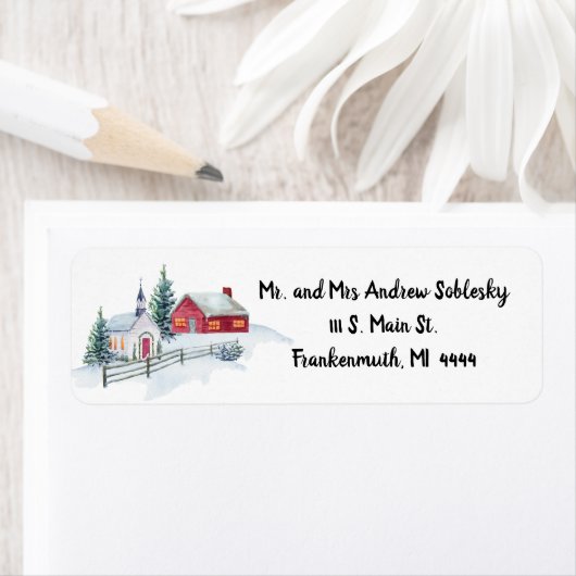 Kerst Kerk retour adres label (Insitu)