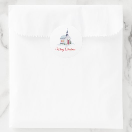 Kerst Kerk Sticker (Tas)