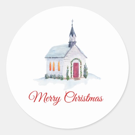 Kerst Kerk Sticker (Voorkant)