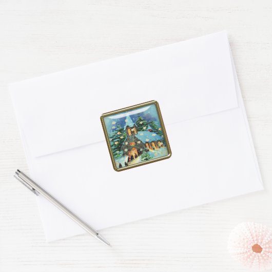 Kerst Kerk stickers (Envelop)