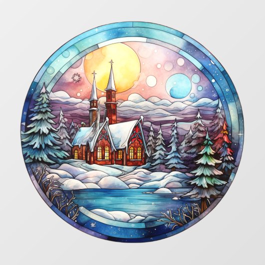Kerst Kerk Venster Cling Raamsticker (Vel)