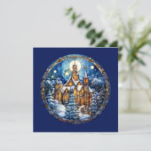Kerst Kerk Wenskaart Feestdagenkaart (Staand voorkant)