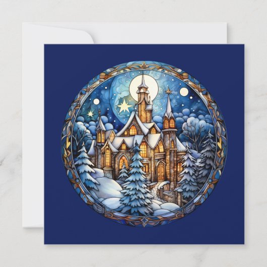 Kerst Kerk Wenskaart Feestdagenkaart (Voorkant)