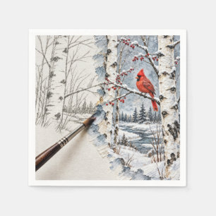 Kerst Kerkbos en Kardinaal Schilderij Servet