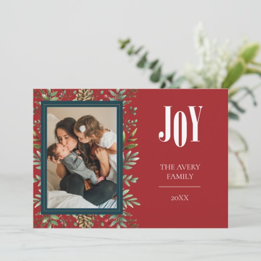 Kerst Kers Feest Foto Kaart (Staand voorkant)