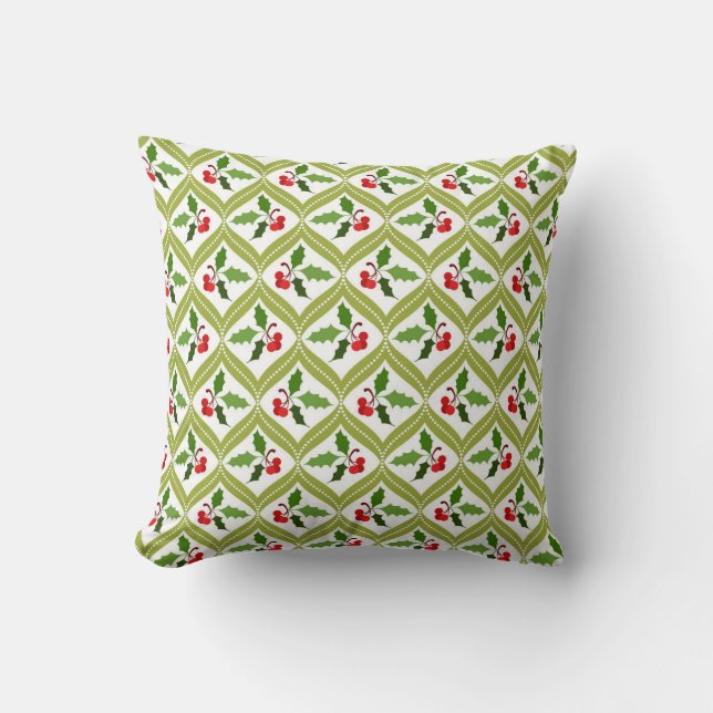 Kerst kersen rood groen patroon kussen (Voorkant)