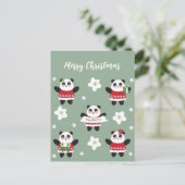 Kerst Kersenbloesem Panda Briefkaart (Staand voorkant)