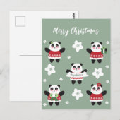 Kerst Kersenbloesem Panda Briefkaart (Voorkant / Achterkant)
