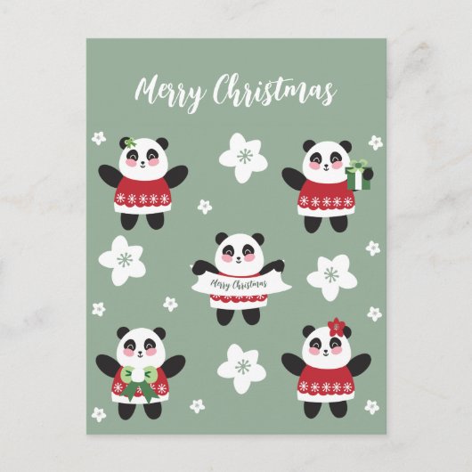 Kerst Kersenbloesem Panda Briefkaart (Voorkant)