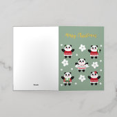 Kerst Kersenbloesem Panda Folie Wenskaart (Buiten Laag)
