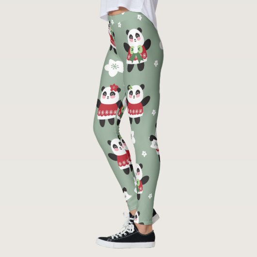 Kerst Kersenbloesem Panda Leggings (Links)