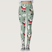 Kerst Kersenbloesem Panda Leggings (Voorkant)
