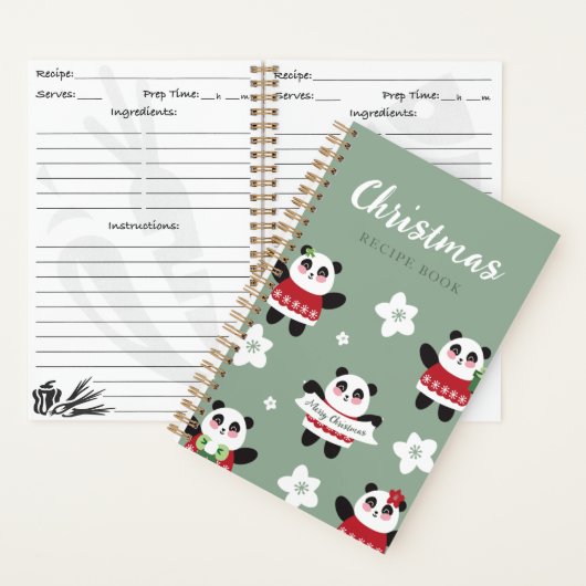 Kerst Kersenbloesem Panda Notitieboek (Binnen)