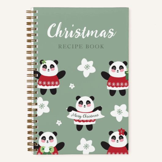Kerst Kersenbloesem Panda Notitieboek (Voorkant)