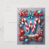🎄 Kerst Kersenkrans Monogram W Feestdagenkaart (Voorkant / Achterkant)