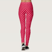 Kerst Kersenrood Wit Stippenpatroon Leggings (Achterkant)