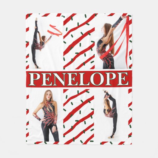 Kerst Kersenstrooisel 4 Foto Collage Fleece Deken (Voorkant)