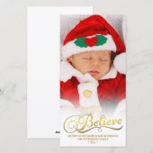 KERST Kerst foto kaart met goudkleurige folie (Voorkant / Achterkant)