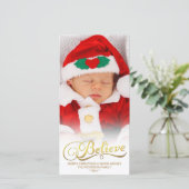 KERST Kerst foto kaart met goudkleurige folie (Staand voorkant)