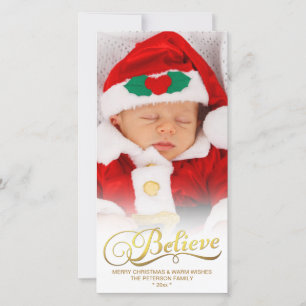 KERST Kerst foto kaart met goudkleurige folie