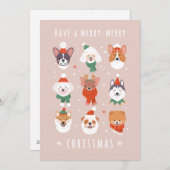 Kerst-Kerst Honden Feestdagenkaart (Voorkant / Achterkant)