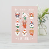 Kerst-Kerst Honden Feestdagenkaart (Staand voorkant)