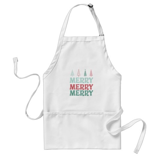 Kerst Kerst Kerst met Pastel Boho Kerstbomen Standaard Schort (Voorkant)