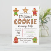 Kerst-kerst-koekjesuitwisseling in Gingerbrood Kaart (Staand voorkant)