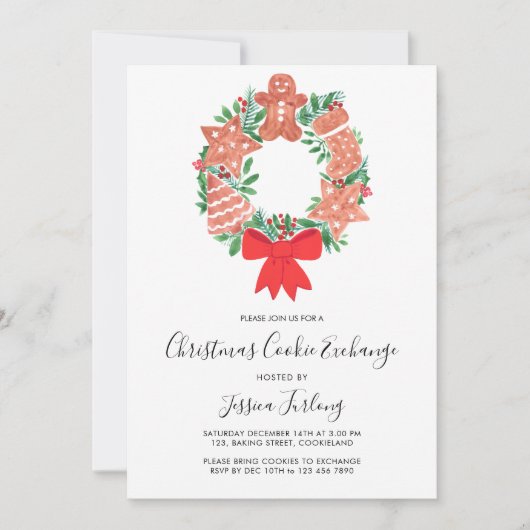 Kerst-kerst-koekjesuitwisseling in Gingerbrood Kaart (Voorkant)