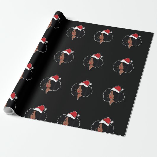 Kerst-kerst Melanin Black African American San Cadeaupapier (Uitgerold)