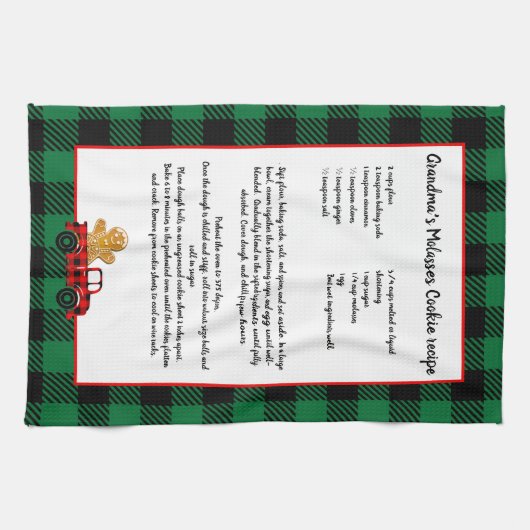 Kerst-kerst met recept - groene zwarte toneelcartr theedoek (Horizontaal)