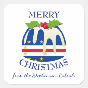 KERST KERST PUDDING KABO VERDE VLAG Feestelijk Vierkante Sticker