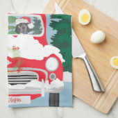 Kerst-kerst rond de kust theedoek (Quarter Fold)