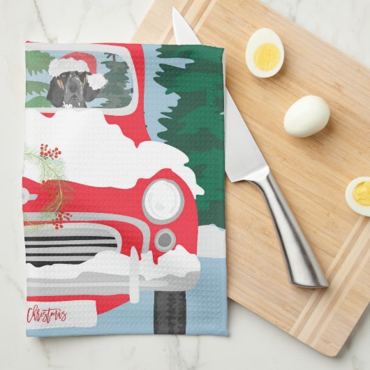 Kerst-kerst rond de kust theedoek (Quarter Fold)