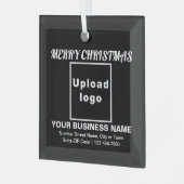 Kerst-kerst-zwart-vierkantje Glass Ornament (Voorkant links)